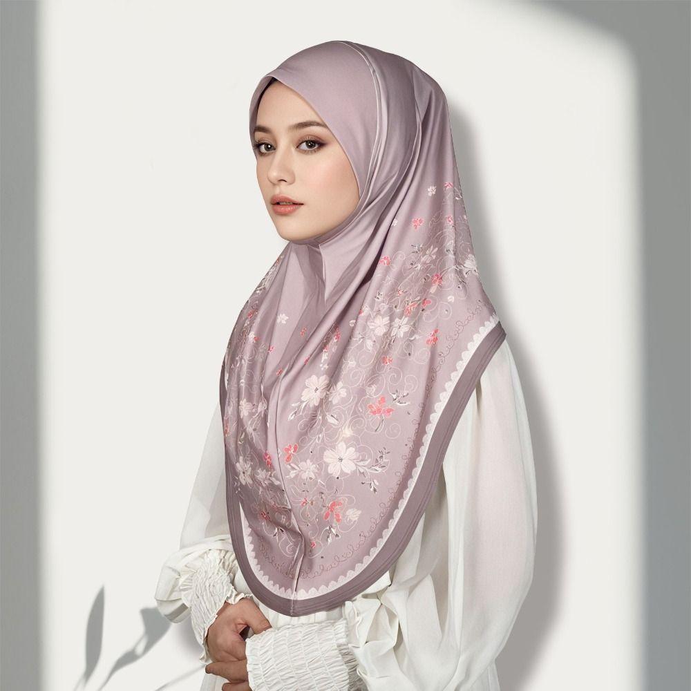 Cotton Eid Al-Fitr Long Floral Turban Breathable Hijab Head Wrap Printed Arab Lady Headscarf Women