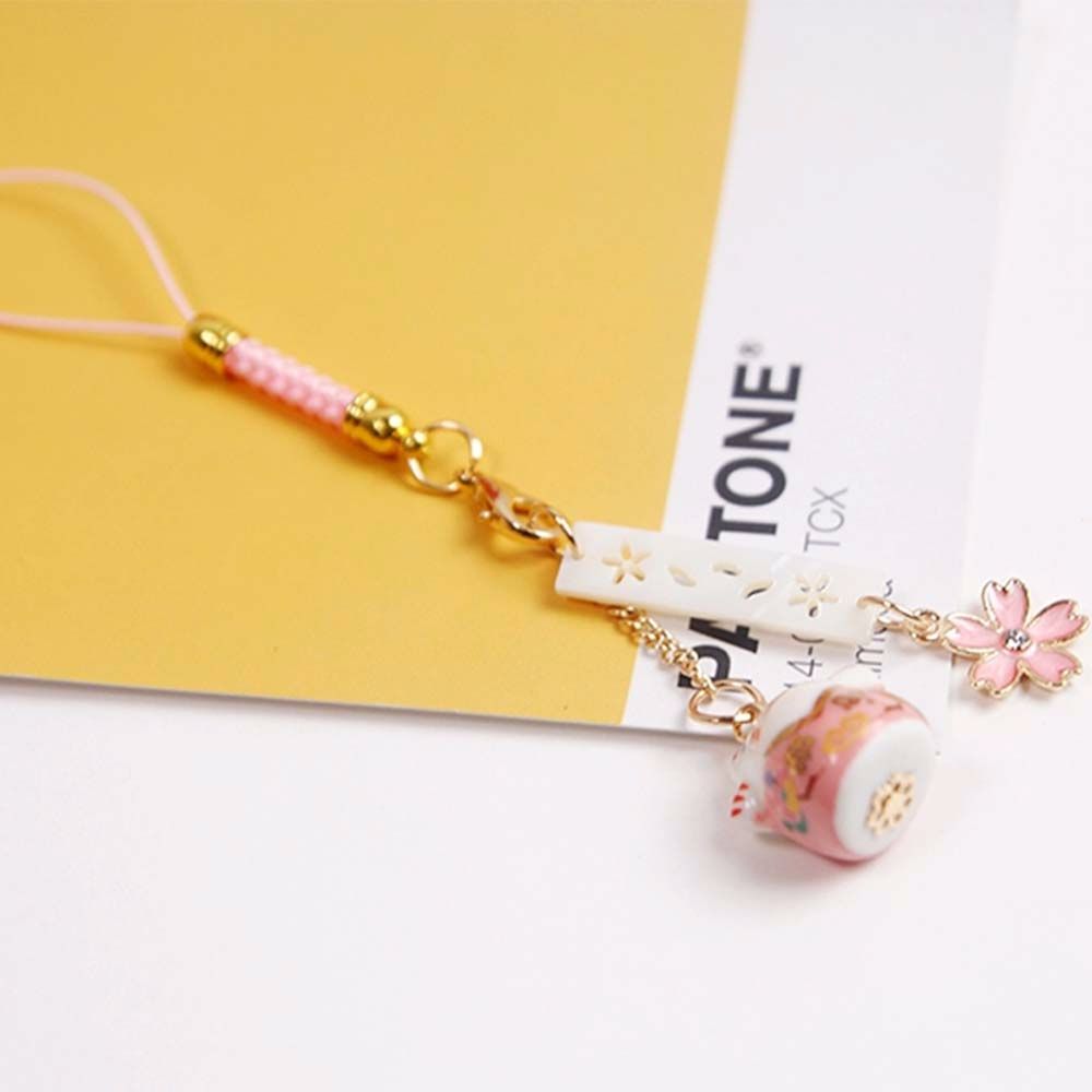 Hanging Rope Sakura Cat Bell Mobile Phone Rope Smart Phone Strap Camera Lanyard Maneki Neko