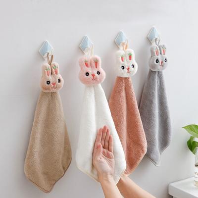 Asciugamano per le mani con coniglio dei cartoni animati, morbido e spesso, in pile di corallo, super assorbente, ad asciugatura rapida, per bambini, asciugamani in spugna per cucina e bagno