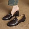 New Comfortable Casual Lazy Shoes Leather Shallow Mouth Low-top Single Shoes Women's Round Head Beef Tendon Soft Sole Shallow Mouth Large Size Wo