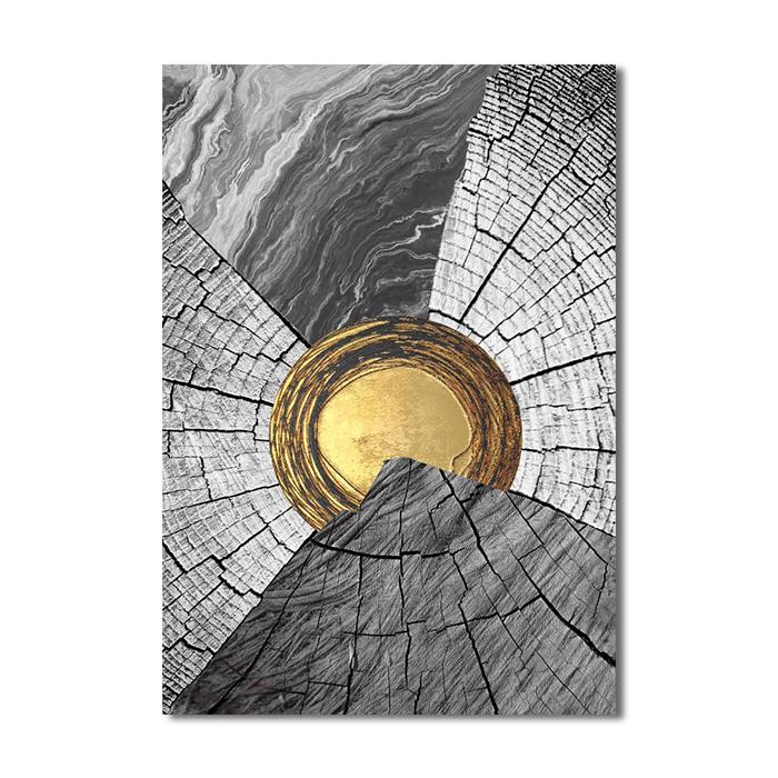 Modern Abstract Golden Black Canvas Painting Wood Texture Nordic Posters and Prints Wall Art Pictures for Living Room Home Decor