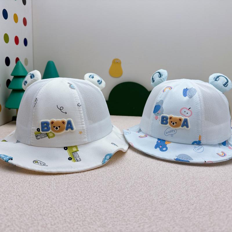 Cartoon Bear Mesh Baby Sun Hat - Breathable Outdoor Summer Protection