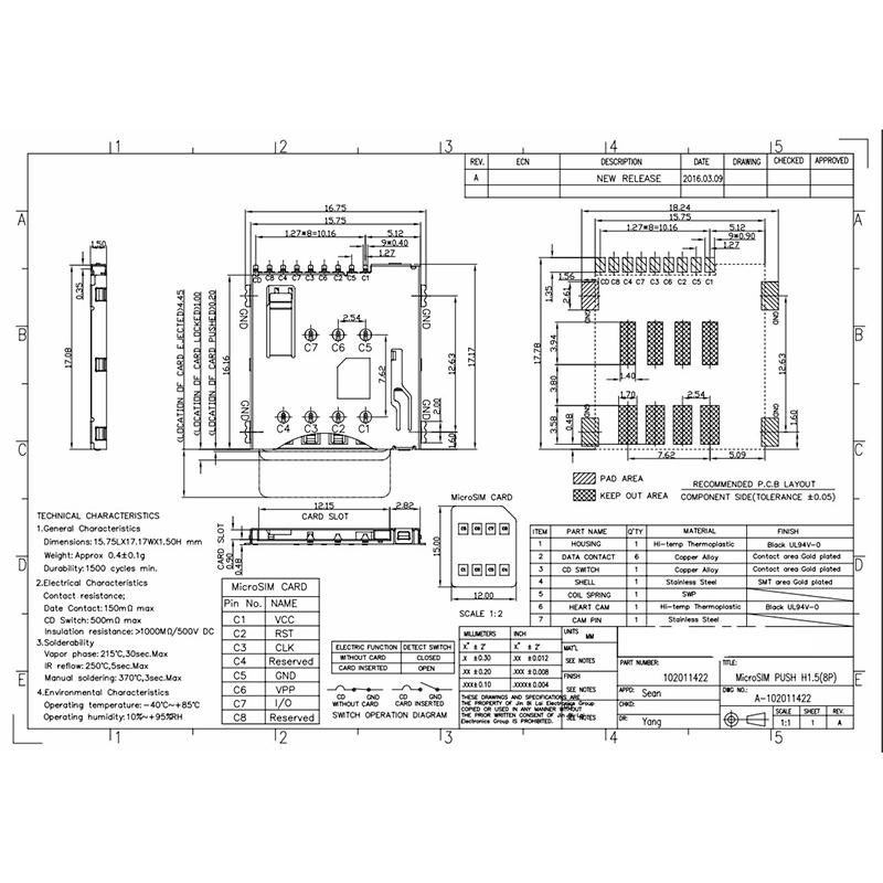 2 Stück Sim Selbstelastischer Kartenhalter 6+1/8+1 MUP-C792 Micro-SIM-Karten-Steckplatz-Patch Selbstschneidend 6 +1 P SIM-Kartensteckplatz-Buchse