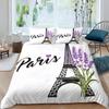 Eiffel Tower Duvet Cover Set King Size Love Heart Bedding Set Paris City Polyester Building Set For Girls France Urban Style