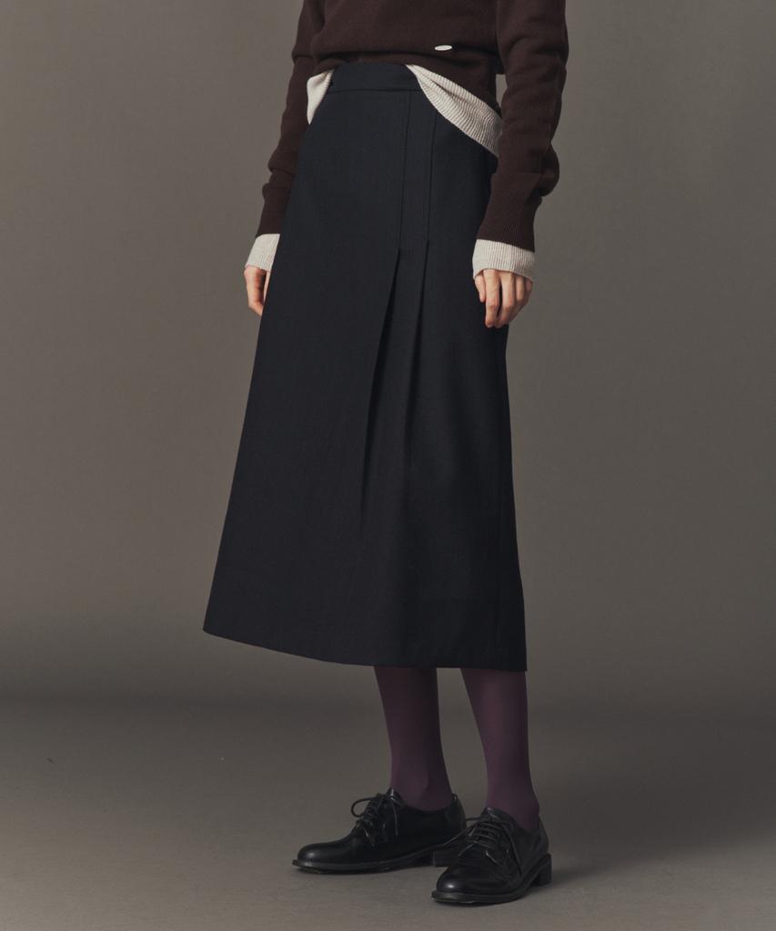AHWE Wool Blend Tucked Skirt_D Navy