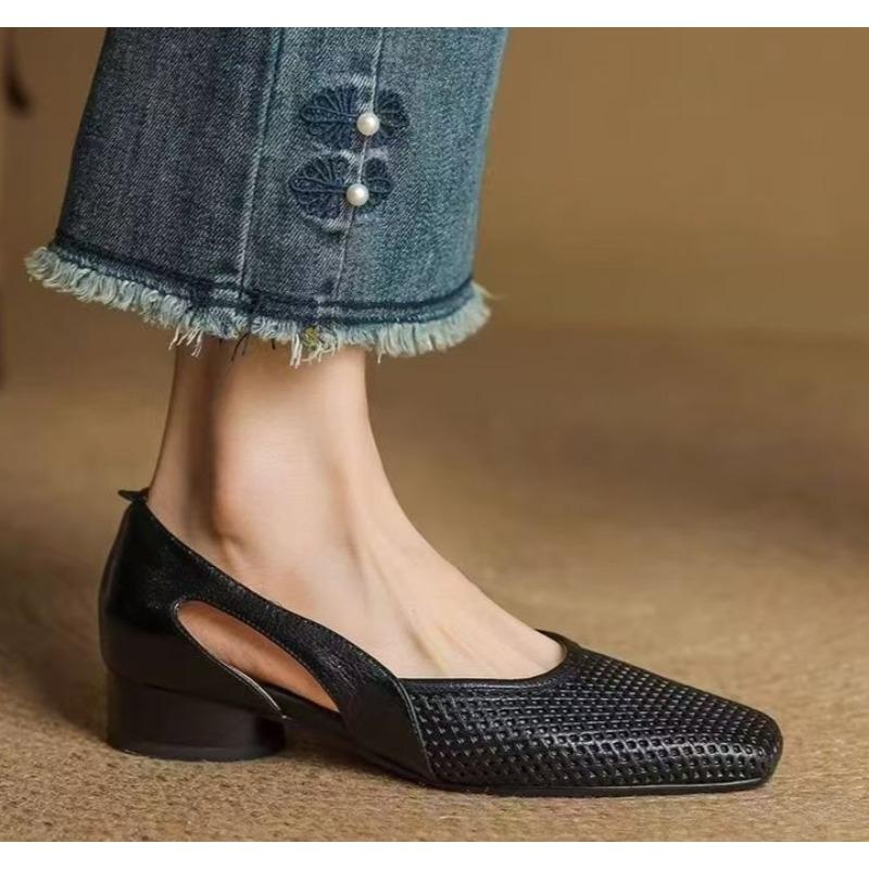 

Autumn Women Flat Shoes Fashion Pointed Toe Low Wedge Heel Ladies Elegant Dress Mary Jane Shoes Outdoor Boat Shoes 40 чорний