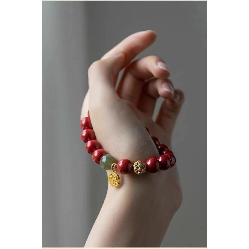 Natürliches lila Goldsand- und Hetian-Jade-Armband für Paare, mit einem Zirkonia-Glücksbringer, beliebter Online-Stil Partnerarmband