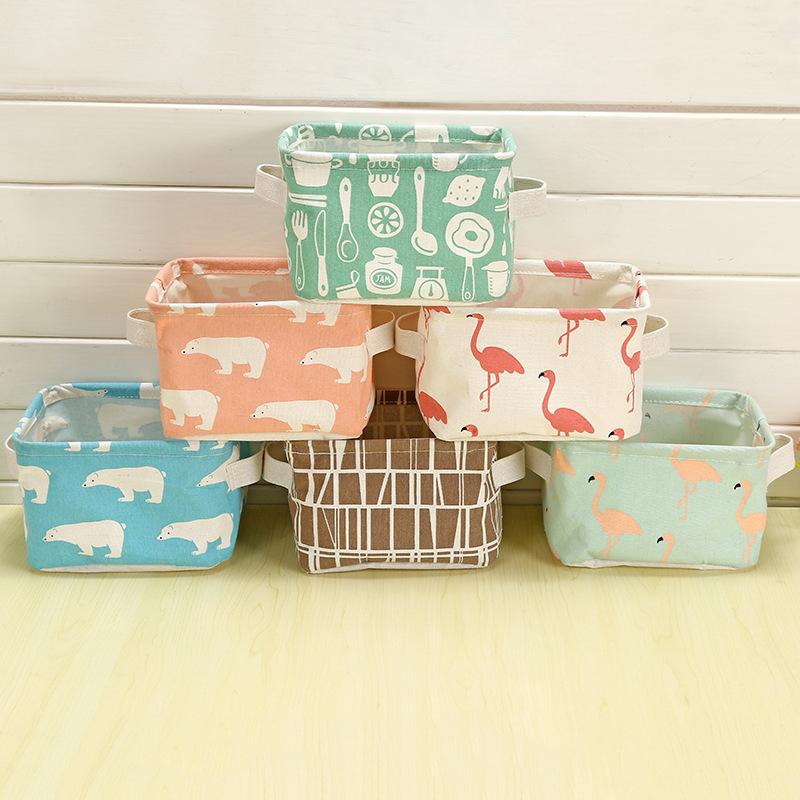 Fabric Cotton Linen Storage Small Square Box Desktop Debris Storage Basket Storage and Sorting Portable Storage Basket Storage Basket
