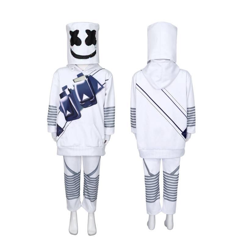 Marshmello Dj Costume Set With Hood Gloves And Pants For Halloween Performance