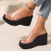 Fashion Comemore Retro Women's Thick Bottom Slippers Summer Shoes for Women Casual Outside Wear PVC Transparent Black Wedges Sandals