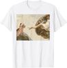 Creation Of Adam Cat Meme Art Graphic Tee Casual Short Sleeve Tshirt For Unisex