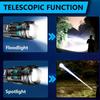 Rechargeable LED Flashlight, Pen Clip + Drawstring Portable Flashlight with Zoom and Battery Indicator, 7 Lighting Modes