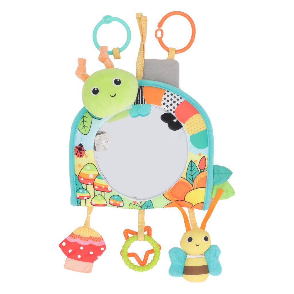 Infant Car Toy with Mirror Enhances Sensory Fine Motor Skills Soft Fabric Rear Facing Mirror Car