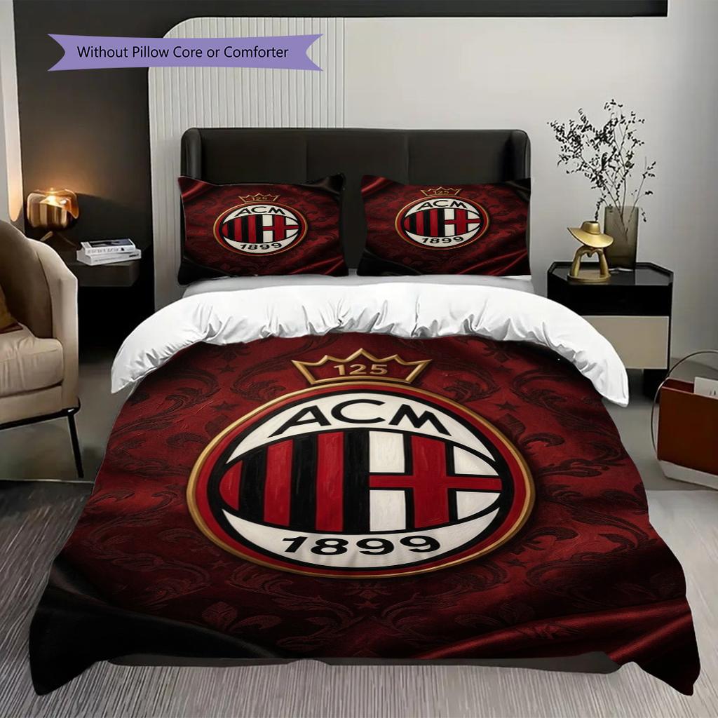 AC Milan Legacy: Passion Field Three-piece set (1 * duvet cover + 2 * pillowcase, without core) Bedding set Duvet cover and pillowcase