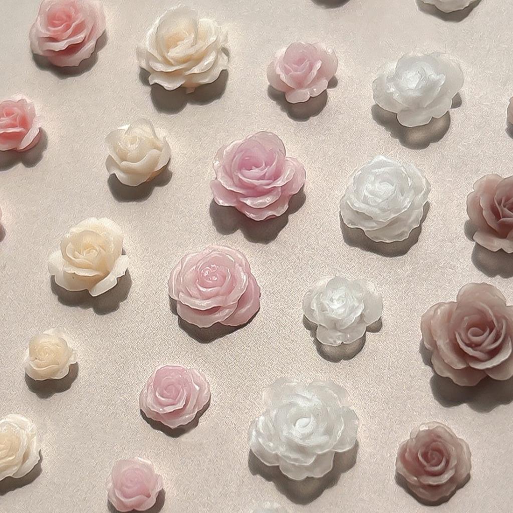 50Pcs Rose Embellishments for Jewelry Making Nail Art Decor 3D Flower Nail Art Charms Resin Nail Rhinestones Nails Gems