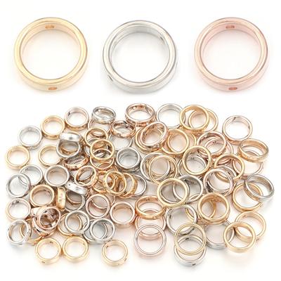 100 Stück CCB Hohl-Abstandshalter Perlen Runde Kreis Rahmen Lose Abstandshalter Perlen für Schmuckherstellung DIY Armbänder Halskette Schlüsselanhänger Zubehör