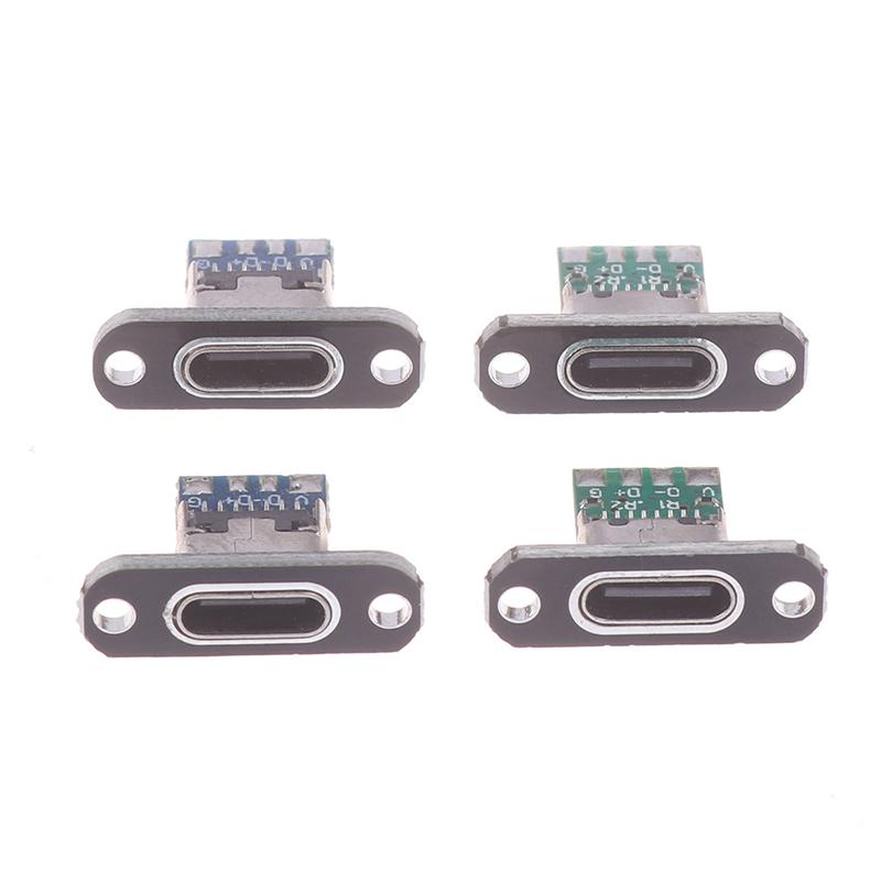 5Pcs Usb 3.1 Type C Socket With Screw Fixing Plate Type-C Usb Jack 3.1 Type-C 2Pin 4Pin Female Connector Jack Charging Port
