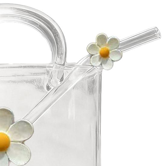 Tumbler with Straw Transparent Heat-Resistant Glass Cup for Juice Cocktails Iced Coffee