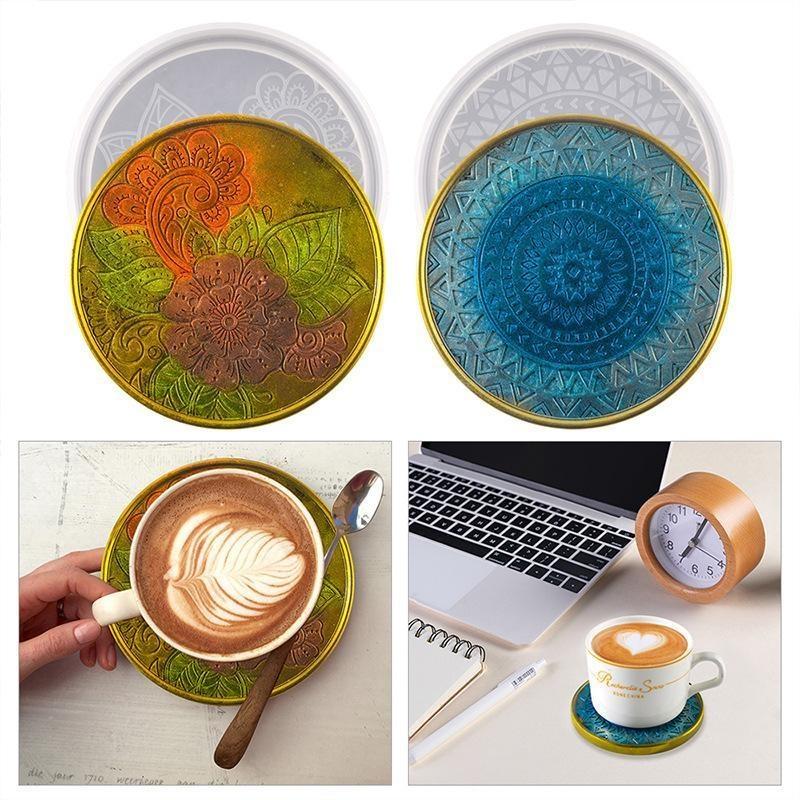 Suport de pahar rotund creativ lucrat manual, matriță din silicon DIY pentru suport de pahar de cafea, tavă pentru artizanat, pentru turnare gips, rășină epoxidică, covoraș pentru pahar de sticlă, matriță de turnare