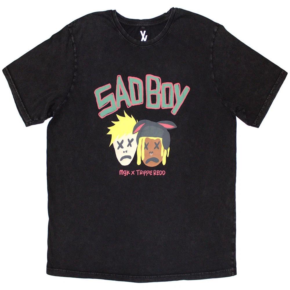 Men s Machine Gun Kelly (Music) Sad Boy Stone Wash T-shirt Large Black XXL