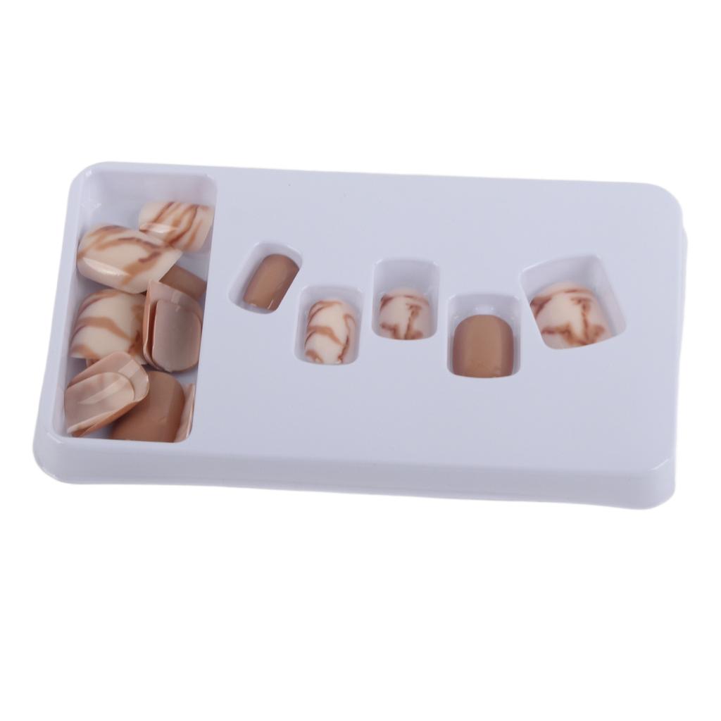 24pcs Women False Nails Full Cover Glue On Nails Fake Nail Tip Nail Art Manicure ToolP146