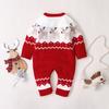 Newborn Baby Boy Girl Long Sleeve Knit Cartoon Christmas Romper Jumpsuit Clothes