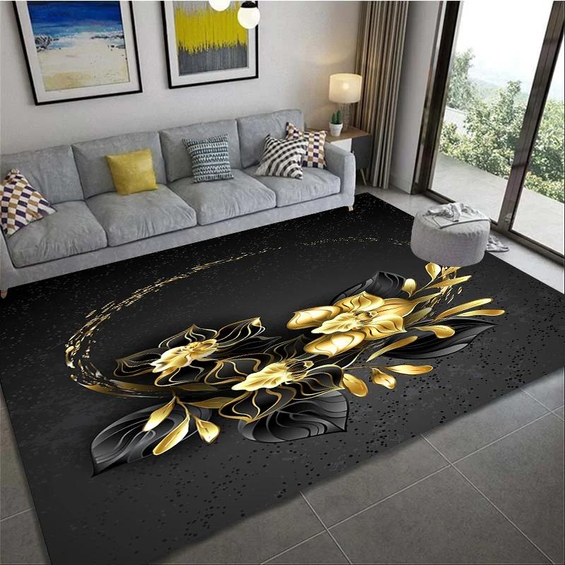 Romantic 3D Floral Pattern Carpet Home Bedroom Floor Decor Big Size Mat Non-slip Coffee Table Area Rug Bathroom Washable Doormat