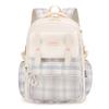 New schoolbag for primary school students, plaid load-reducing ridge backpack, anti-splashing water and wear-resistant canvas backpack, fashionable.