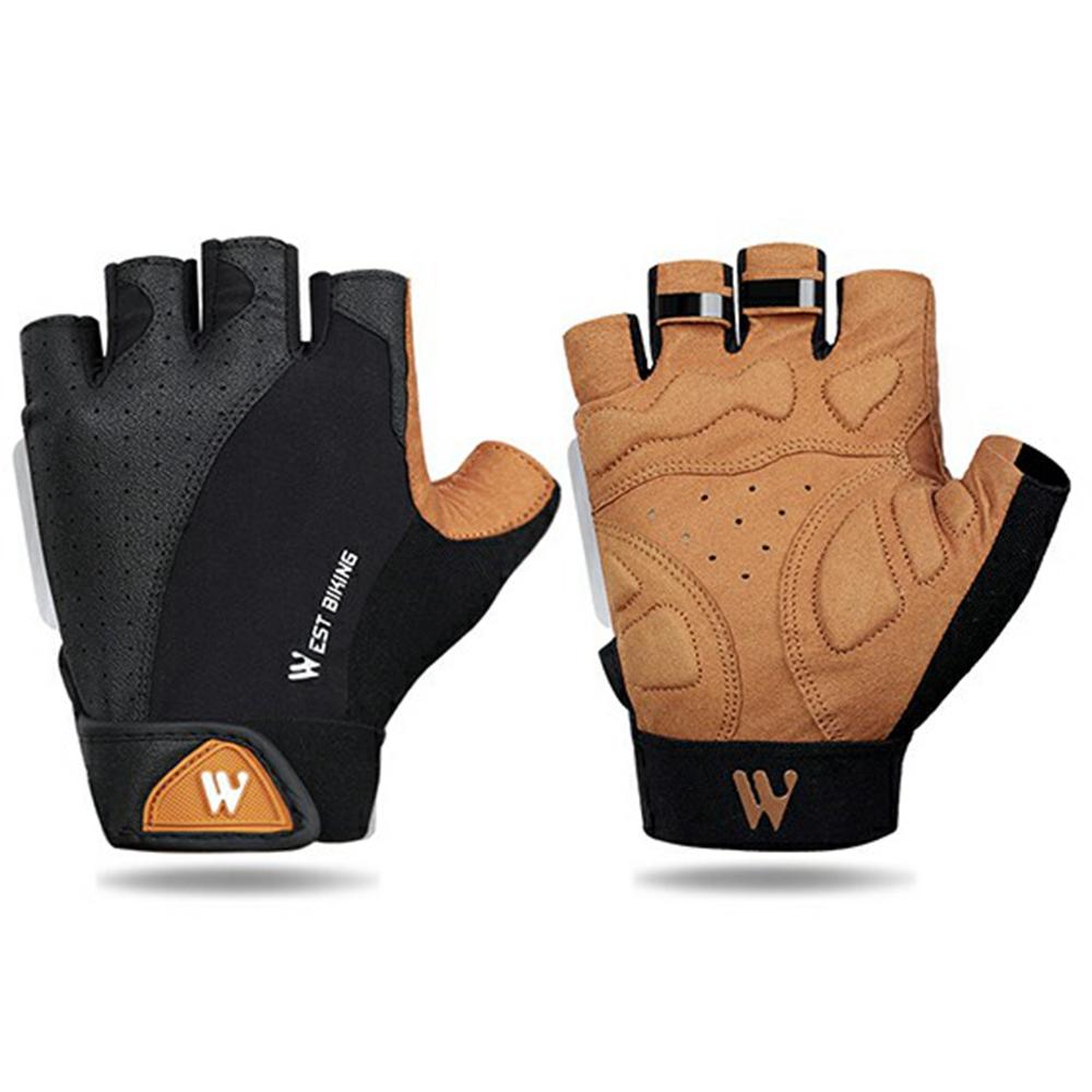 WEST BIKING YP0211196 Half Finger Cycling Gloves for Bike Motorcycle Lycra + PU Leather Shock Absorbing Mittens B