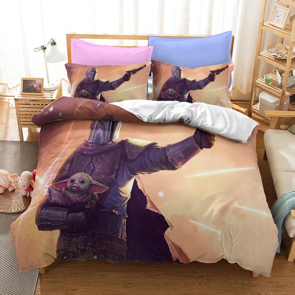 Juego de Ropa de Cama, Serie Mandalorian Tamaño Funda Nórdica de Tres Piezas