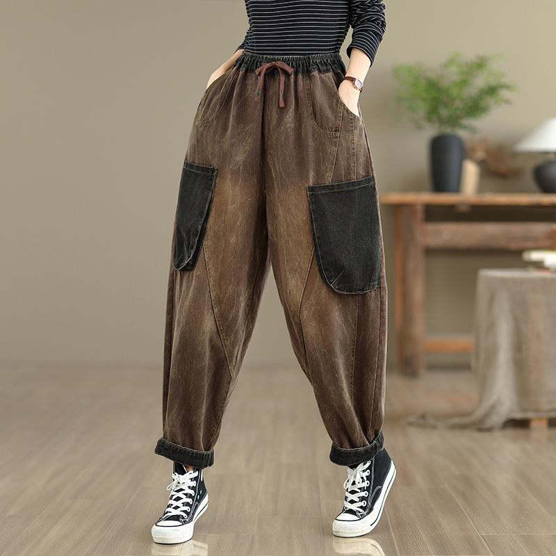 

DIMANAF Новые осенне-зимние женские джинсы Эластичная талия Джинсовые брюки Свободные брюки Большой размер Повседневный хлопок 2025 M