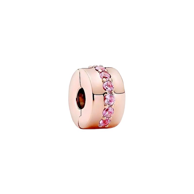 Funkelnde Roségold Clip-Charms Perlen Passend für Original Schlangen-Kupfer-Armband Halskette Perlen Für DIY Schmuck Damen Geschenk