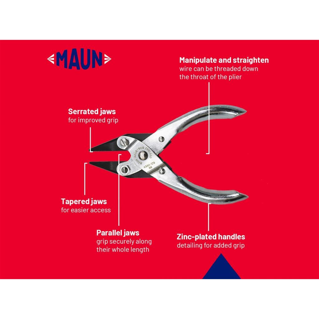 Maun Snipe Nose Parallel Pliers, Serrated Jaws 125mm