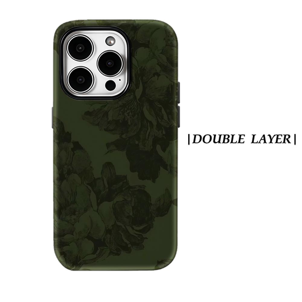 

Dark Green FloralFor Magnetic Phone Case for IPhone 17 16 15 14 13 Pro Max Plus Single Double-layer Tough Case IPHONE13