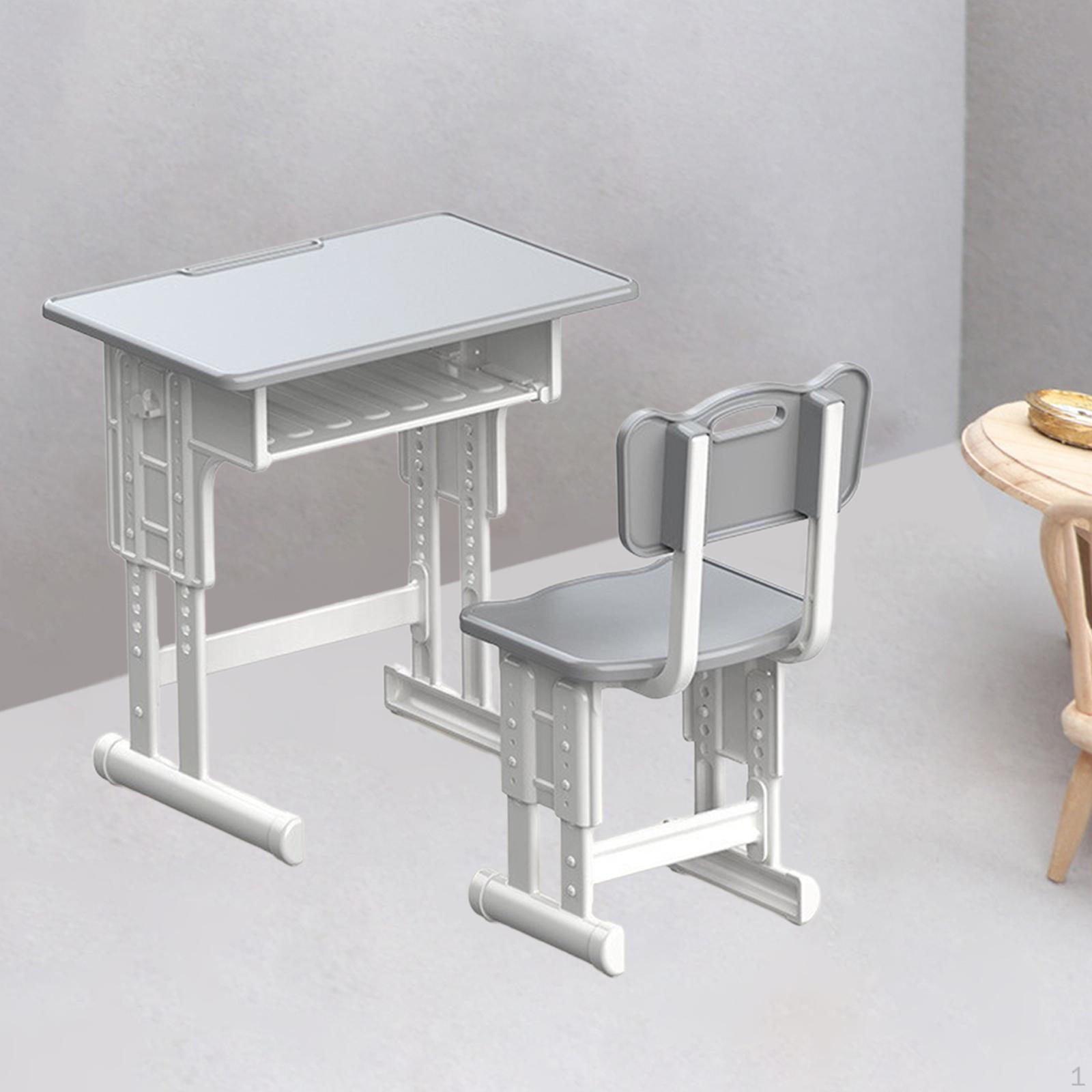 

Кукольный стол и стульчик, набор аксессуаров, масштаб 1/12, ролевые игры, крошечная модель мебели для серый