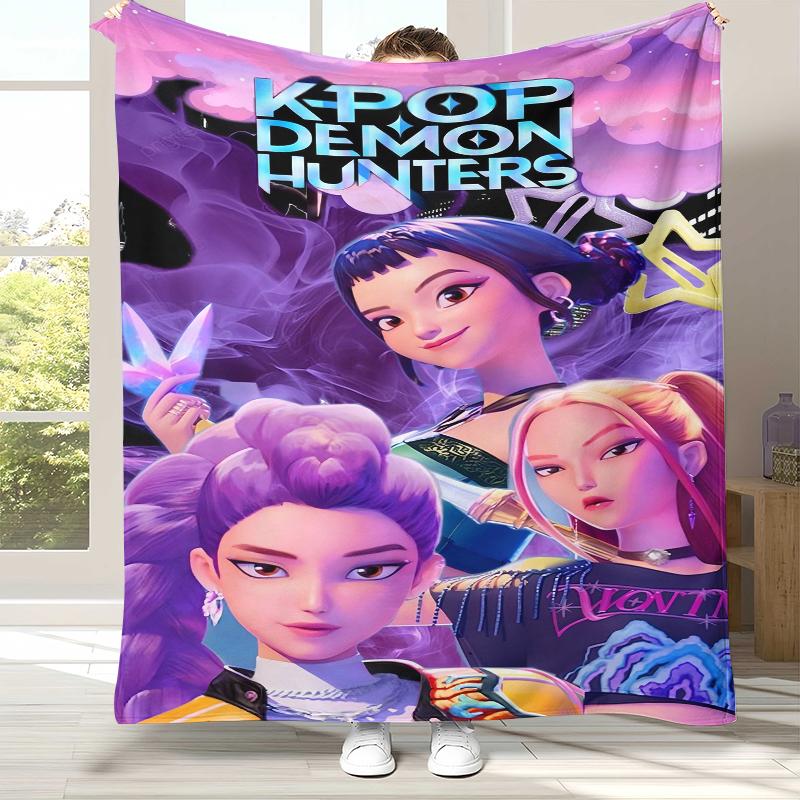 K-Pop Dämonenjäger Goldene Saja Jungen Flanelldecke, Ultra Weiche Warme Plüschdecke für Zuhause Schlafzimmer Bett Sofa Abdeckung Büro Picknick