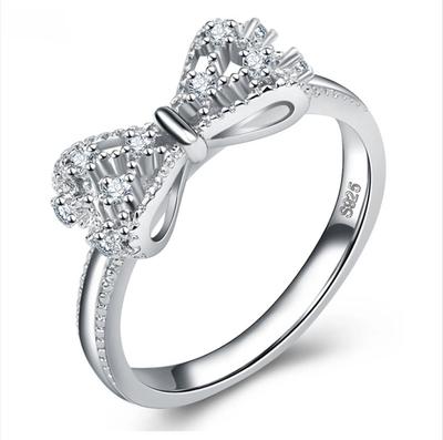Silber Schleife Knoten Zirkonia Strass Ringe Für Frauen Mode Trendig Hochzeit Verlobung Schmuck CLE
