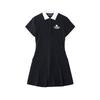 Culture Minimalist Fashion Color Block Polo Short Sleeve Dress Women Dresses Black T11W432308FBK