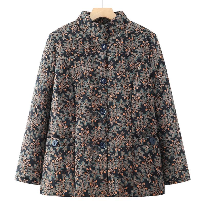 

Floral Padded Winter Jacket for Middle-aged & Elderly Women with Stand Collar XL (for 80-95 jin)