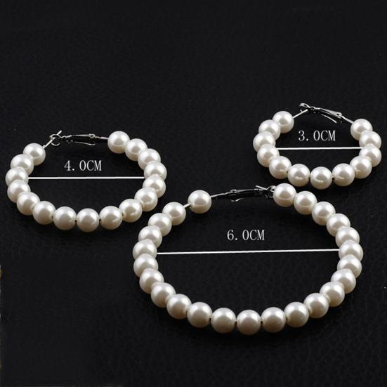 Lucky Jewelry Elegant Lady Faux Pearl Big Circle Dangle Hoop Earrings Statement Gift