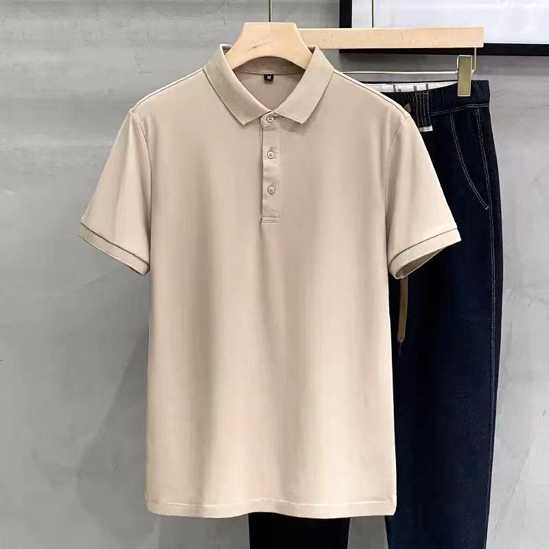 Turn-down Collar Business Casual Fashion T-Shirts Pullovers Temperament Simplicity Solid Button Short Sleeve Men's Clothing 2023