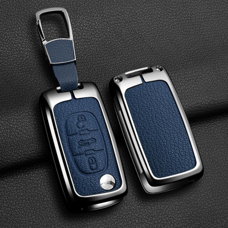 Zinc Alloy Leather Car Flip Key Case Cover Protector Shell Fob Key For Citroen C1 C2 C3 C4 C5 Xsara Pica Auto Accessories