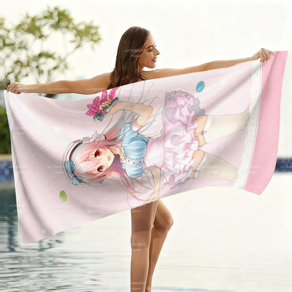Super Sonico Beach Towel, Cute Anime Idol Quick Dry Polyester Pool Towel