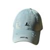 High-quality ripped embroidered baseball cap for women, simple and versatile, blue, for spring and summer L Large head circumference baseball cap