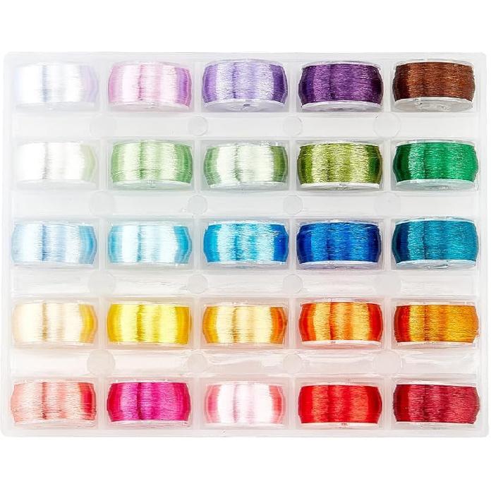 

PH PandaHall 1640~1912 Yards Polyester Beading Thread 0.1mm Colorful Craft String 10 Colors High Gloss Single-Strand Thread Polyester Cord String for 25 Colors