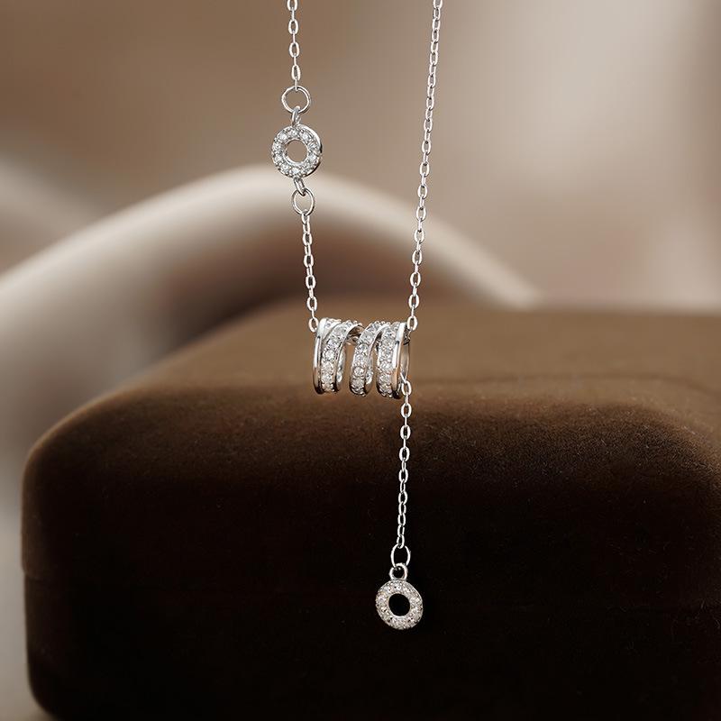 Sterling Silver Small Waist Tassel Necklace - Elegant Luxury Pendant for Women