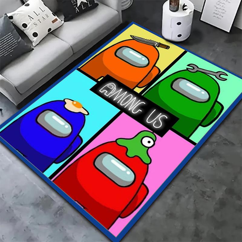 Tappeto Among Us per Soggiorno Camera da Letto Casa Decorazione Divano, Tappetino Antiscivolo per Giochi Bambini