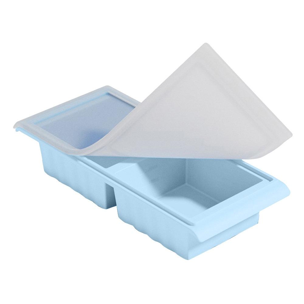 New 1/2 Grids Ice Cube Mold Silicone Extra Large Ice Mold Reusable with Lid Food Sauce Storage