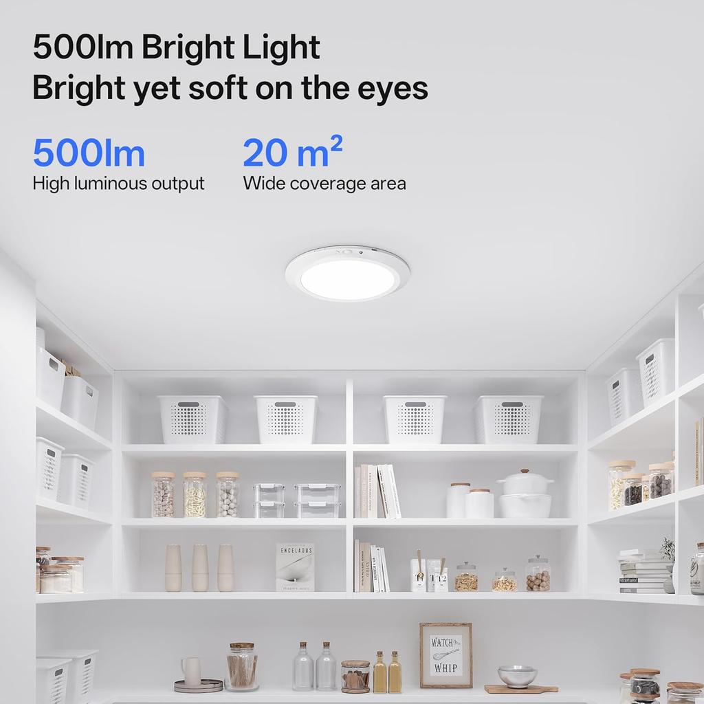 Homelist 12000mAh Rechargeable Magnetic Ceiling Light with Remote | Shower Lights for Inside, Battery Operated Motion Sensor Ceiling Light for
