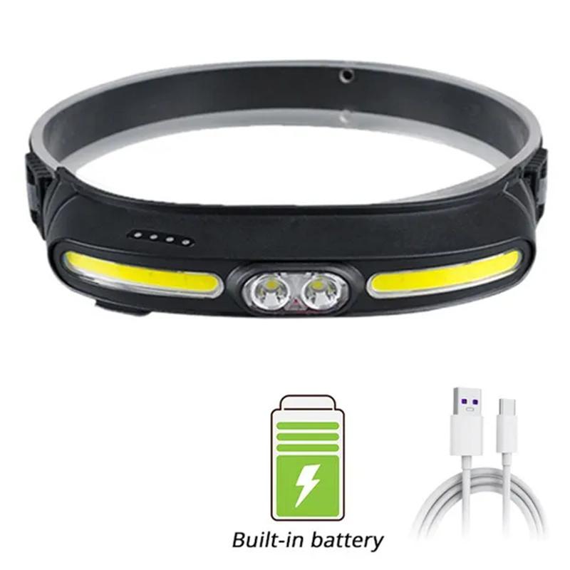 

Водонепроницаемый светодиодный фара COB Ремонт Работы Свет Фара 5 режимов Головной фонарик USB Аккумуляторный кемпинг Рыболовный фонарь